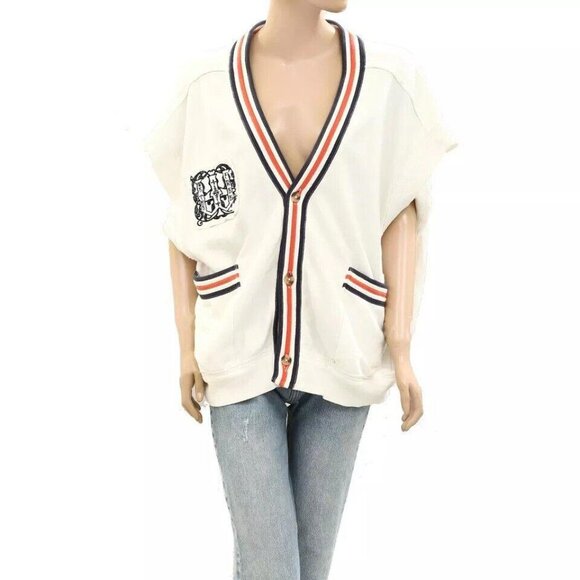 Free People We The Free Ivy Vest Top Sweatshirt Embroidered Ribbed L New 277181 - Picture 6 of 9